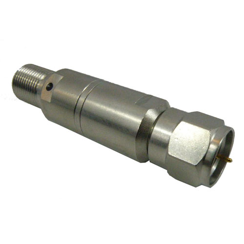 3 dB Fixed Attenuator 75 Ohm F Male (Plug) to 75 Ohm F Female (Jack) Up to 3 GHz Rated to 0.25 Watts, Brass Tri-Metal Body, 1.3 VSWR SA4F75A-03