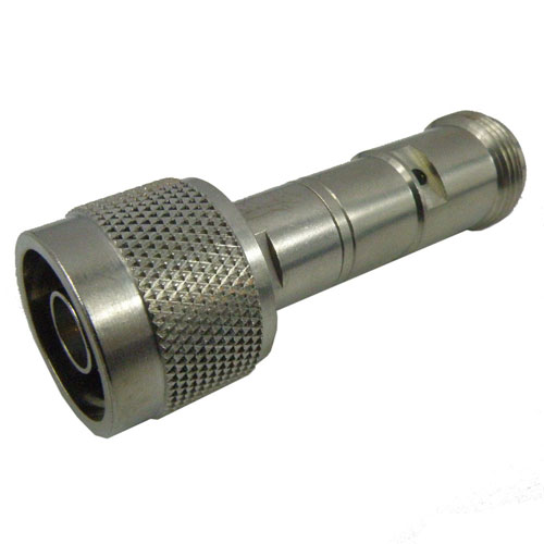 10 dB Fixed Attenuator 75 Ohm N Male (Plug) to 75 Ohm N Female (Jack) Up to 3 GHz Rated to 0.25 Watts, Brass Tri-Metal Body, 1.3 VSWR SA4N75-10