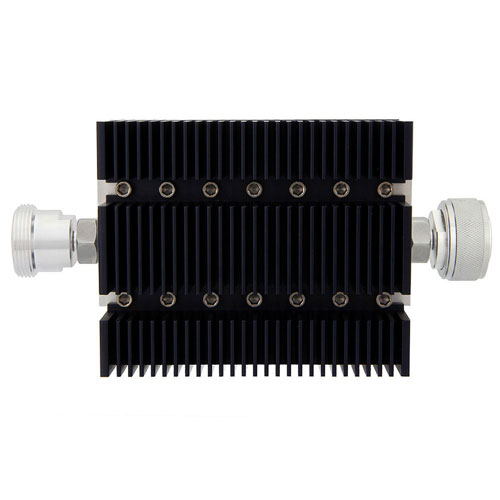 40 dB Fixed Attenuator 7/16 Female (Jack) to 7/16 Male (Plug) Directional Up to 6 GHz Rated to 100 Watts, Heatsink Body, 1.45 VSWR SA6DFDM100W-40
