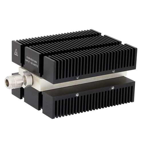 N Female (Jack) Termination (Load) 100 Watts High Power To 8 GHz, Conduction Cooled Body Heatsink Body, 1.5 VSWR, 2 KWatts Peak Power SAT8N-100F