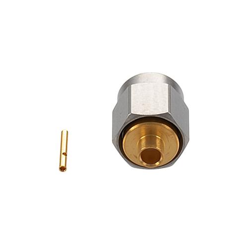 SMA Male (Plug) Connector For .086 SR, RG405, RG405 Tinned Cable, Solder, Passivated Stainless Steel Body, Length 0.335 In SC3020