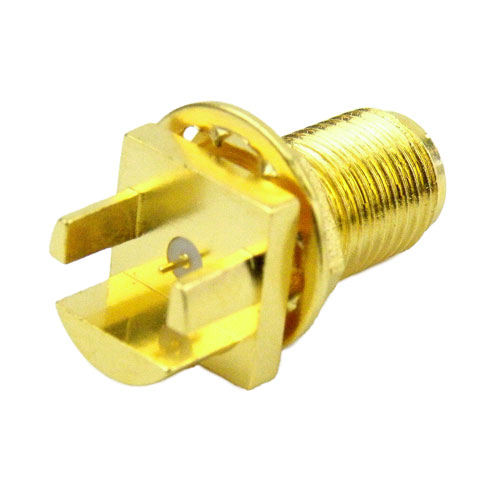 SMA Female (Jack) Bulkhead PCB Connector .062 inch End Launch, Solder, Gold Plated Beryllium Copper Body, Length 0.5 In SC3060