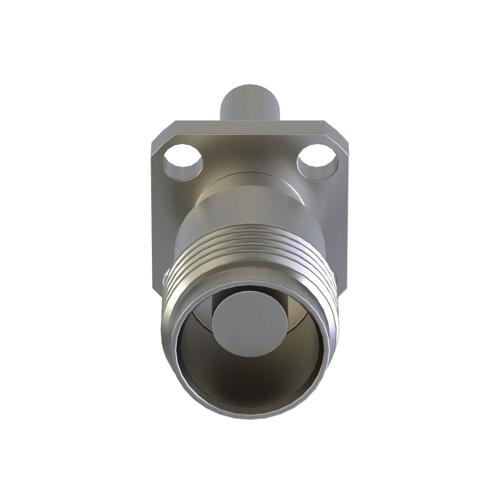 TNC Female (Jack) Connector Stub Terminal 4 Hole Flange (Panel Mount), Solder, Nickel Plated Brass Body, Length 0.75 In SC4290
