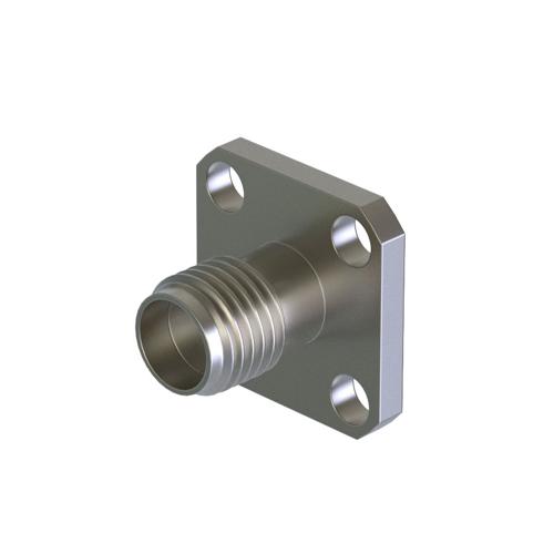 SMA Female (Jack) Connector Terminal 4 Hole Flange (Panel) Dummy Panel Mount, Solder, Passivated Stainless Steel Body, Length 0.375 In SC4291