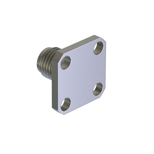 SMA Female (Jack) Connector Terminal 4 Hole Flange (Panel) Dummy Panel Mount, Solder, Passivated Stainless Steel Body, Length 0.375 In SC4291