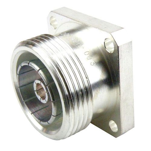 7/16 DIN Female (Jack) Connector Solder Cup Terminal 4 Hole Flange (Panel Mount), Solder SC4911