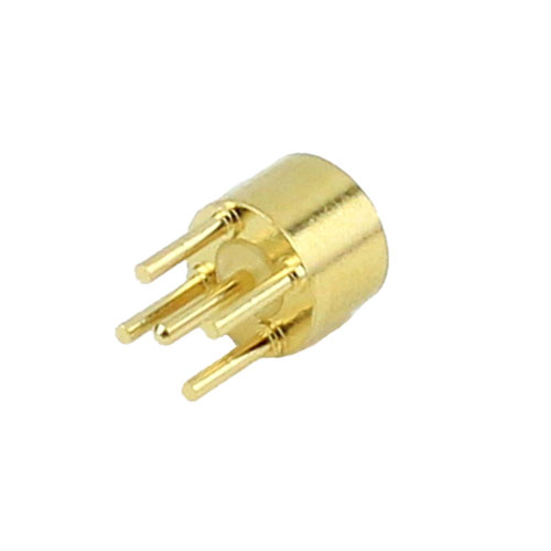 SMP Male (Plug) Smooth Bore PCB Connector Thru Hole, Solder, Gold Plated Berllium Copper Body, Length 0.14 In SC5359