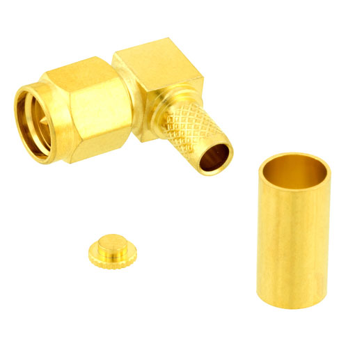 Right Angle SMA Male (Plug) Connector for RG55, RG142, RG223, RG400 Cable, Crimp/Solder SC6050