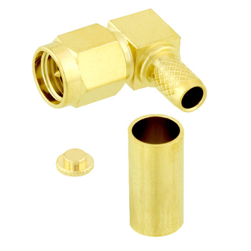 Right Angle SMA Male (Plug) Connector For RG58, RG303, RG141, LMR-195, LMR-195-FR, 0.195 inch Cable, Crimp/Solder SC6057