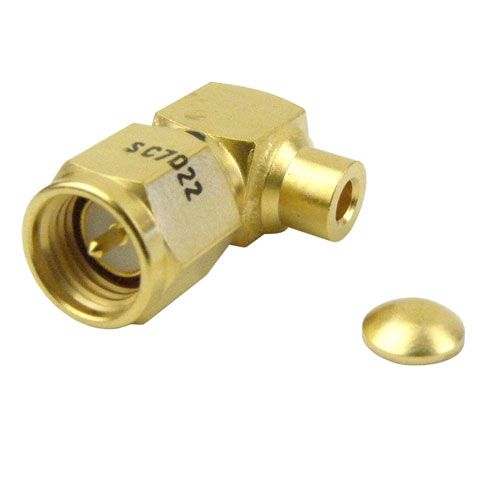 RA SMA Male (Plug) Connector For RG405 Cable, Solder, Passivated Stainless Steel Body, Length 0.68 In SC7022