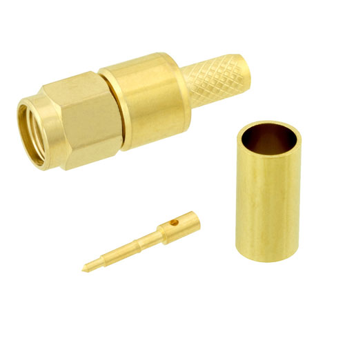 SMA Male (Plug) Connector For LMR-200 Cable, Crimp/Solder, Gold Plated Brass Body, Length 0.957 In SC7029