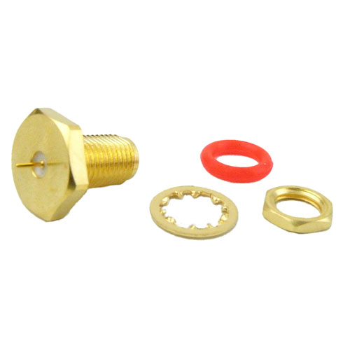 SMA Female (Jack) Bulkhead Connector Pin Terminal, Solder, Gold Plated Stainless Steel Body, Length 0.62 In SC7106