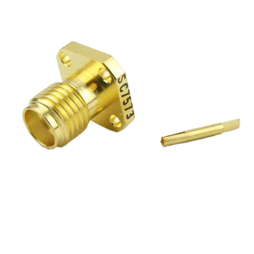 SMA Female Connector Tab Terminal Solder Attachment 4 Hole Flange SC7573
