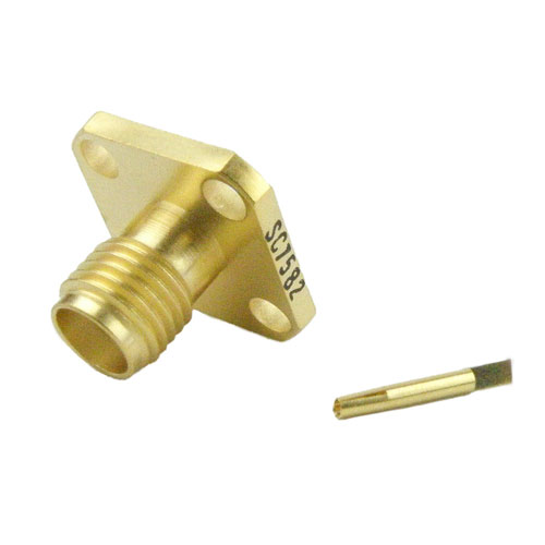 SMA Female Connector Tab Terminal Solder Attachment 4 Hole Flange SC7582