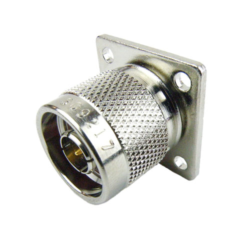 N Male (Plug) Connector Pin Terminal 4 Hole Flange (Panel Mount), Solder SC9217