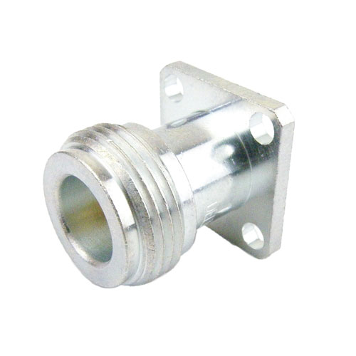 N Female (Jack) Connector Stub Terminal 4 Hole Flange (Panel Mount), Solder, Silver Plated Brass Body, Length 0.735 In SC9232