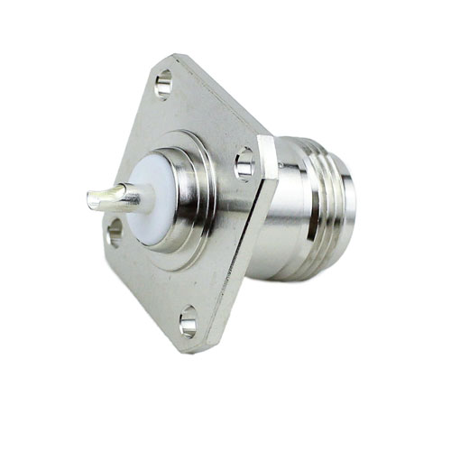 N Female (Jack) Connector Solder Cup Terminal 4 Hole Flange (Panel Mount), Solder, Length 0.66 In SC9238