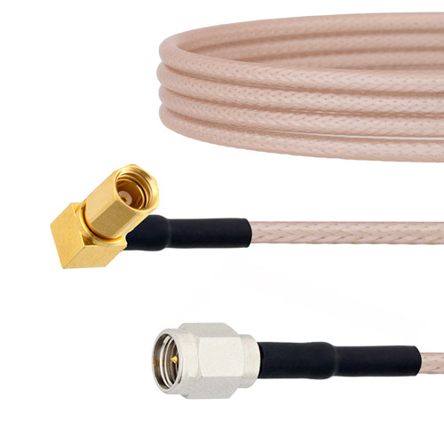 SMA Male (Plug) to RA SSMC Plug (Male) Cable RG-316 Coax Up To 3 GHz, 1.25 VSWR in 6 Inch and RoHS SCA32316-6