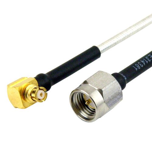 RA SMP Female to SMA Male Cable RG405 Type .086 Coax in 18 Inch and RoHS SCA74086-18