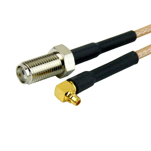SMA Female to RA MMCX Male Cable RG-316 Coax in 6 Inch SCB12450-06