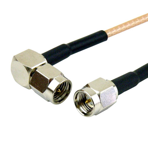 SMA Male (Plug) to RA SMA Male (Plug) Cable RG-316 Coax Up To 3 GHz SCB15031