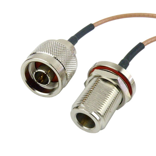 N Male (Plug) to N Female (Jack) Bulkhead Cable RG-316 Coax Up To 3 GHz SCB15160
