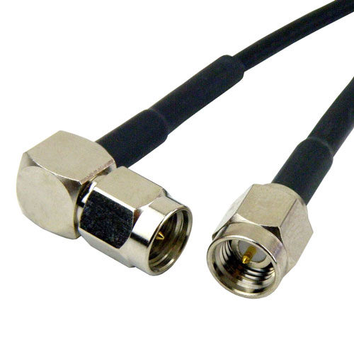 SMA Male (Plug) to RA SMA Male (Plug) Cable RG-174 Coax Up To 3 GHz SCB15179