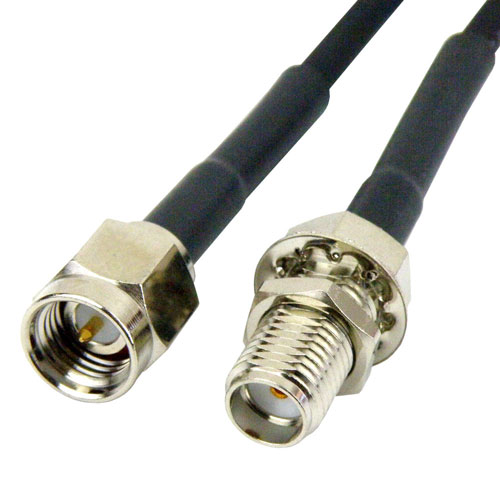 SMA Male (Plug) to SMA Female (Jack) Bulkhead Cable RG-174 Coax Up To 12.4 GHz SCB15208