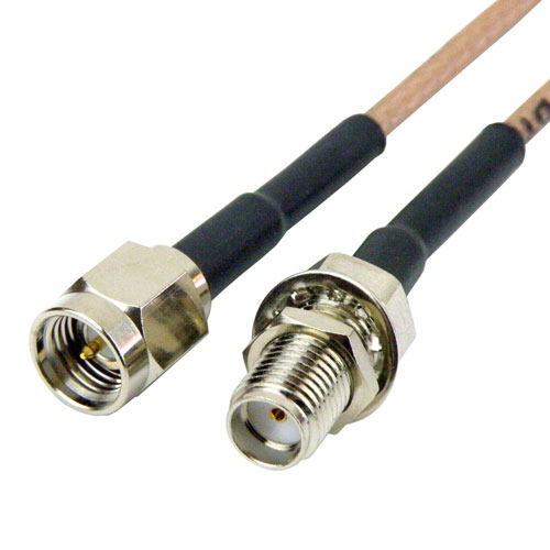 SMA Male (Plug) to SMA Female (Jack) Bulkhead Cable RG-316 Coax Up To 2 GHz SCB15212