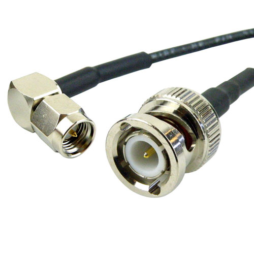 RA SMA Male (Plug) to BNC Male (Plug) Cable RG-174 Coax Up To 4 GHz SCB15252