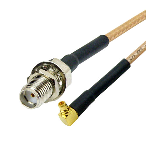SMA Female (Jack) Bulkhead to RA MMCX Male (Plug) Cable RG-316 Coax Up To 3 GHz SCB15472