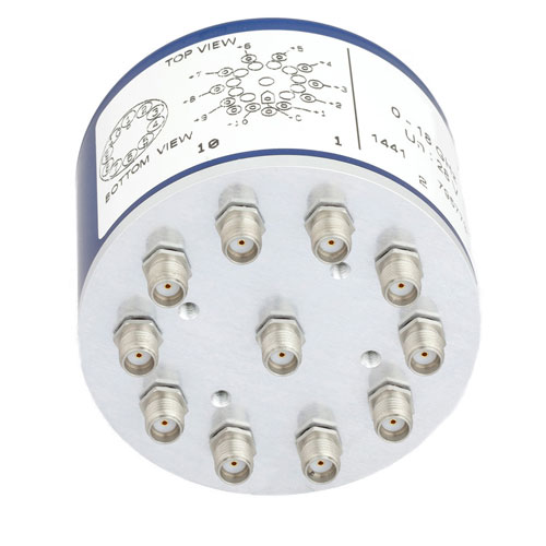 SP10T NO DC to 18 GHz Electro-Mechanical Relay Switch, up to 240W, 28V, SMA SEMS-4074-SP10T-SMA