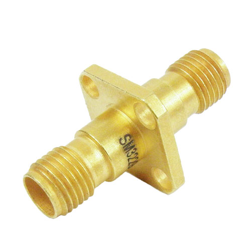2.92mm Female (Jack) to 2.92mm Female (Jack) 4 Hole Flange Adapter, Gold Plated Stainless Steel Body SM3229