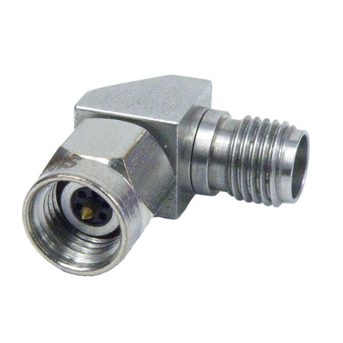 RA 2.92mm Male (Plug) to 2.92mm Female (Jack) Adapter, Passivated Stainless Steel Body, 1.3 VSWR SM3250