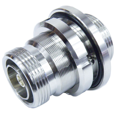 7/16 DIN Female (Jack) to 7/16 DIN Female (Jack) Bulkhead Adapter, Tri-Metal Plated Brass Body, 1.15 VSWR SM3387