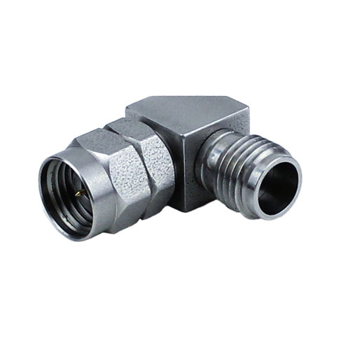 RA 1.85mm Male (Plug) to 2.4mm Female (Jack) Adapter, Passivated Stainless Steel Body, 1.4 VSWR SM3843