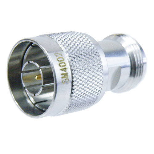 Push-On N Male (Plug) to N Female (Jack) Adapter, Tri-Metal Plated Brass Body, 1.3 VSWR SM4002