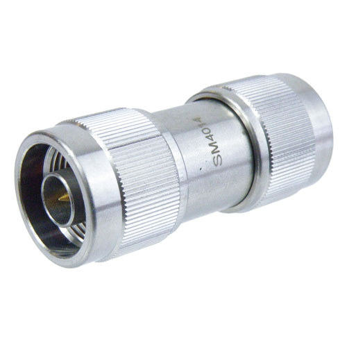 Precision N Male (Plug) to N Male (Plug) Adapter, Passivated Stainless Steel Body, 1.15 VSWR SM4014