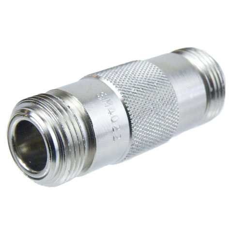 N Female (Jack) to N Female (Jack) Adapter, Nickel Plated Brass Body, High Temp, 1.25 VSWR SM4022
