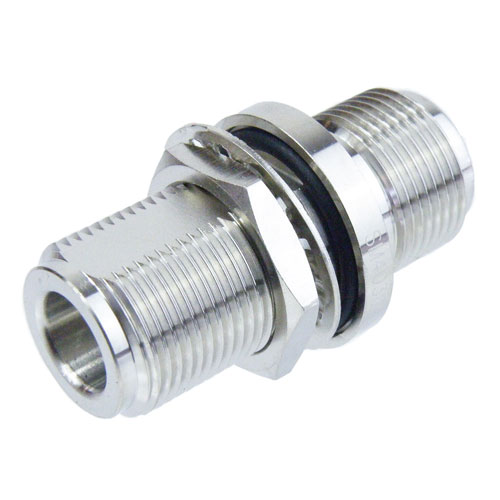 N Female (Jack) to N Female (Jack) Bulkhead Adapter, Nickel Plated Brass Body, 1.5 VSWR SM4030