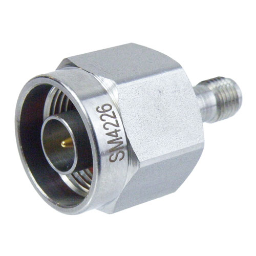 SMA Female (Jack) to N Male (Plug) Adapter, Passivated Stainless Steel Body, 1.3 VSWR SM4226
