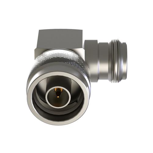 RA N Male (Plug) to N Female (Jack) Adapter, Nickel Plated Brass Body, 1.2 VSWR SM4537