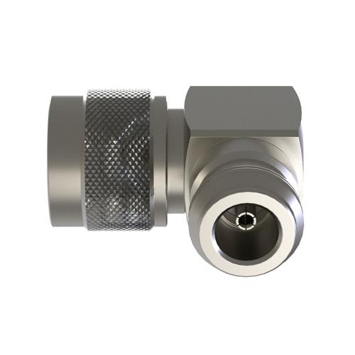 RA N Male (Plug) to N Female (Jack) Adapter, Nickel Plated Brass Body, 1.2 VSWR SM4537