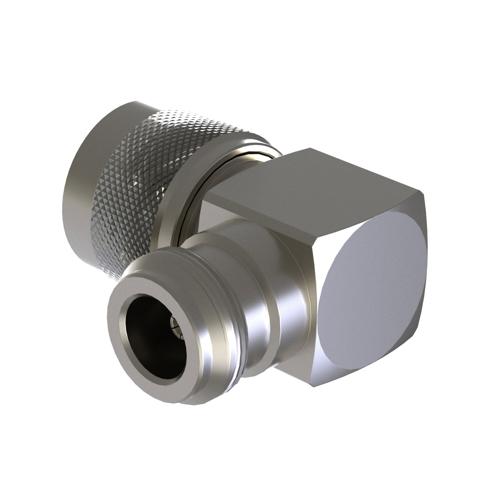 RA N Male (Plug) to N Female (Jack) Adapter, Nickel Plated Brass Body, 1.2 VSWR SM4537