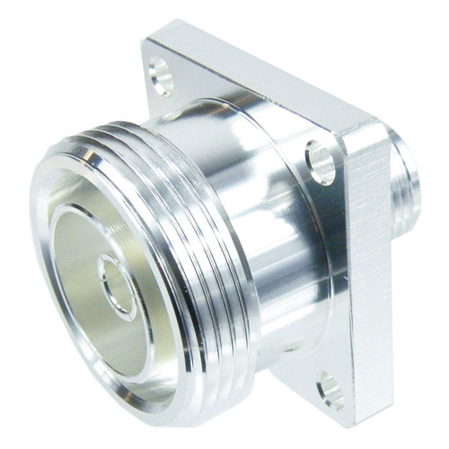 4 Hole Flange N Female (Jack) to 7/16 DIN Female (Jack) Adapter, Silver Plated Brass Body, 1.2 VSWR SM4670