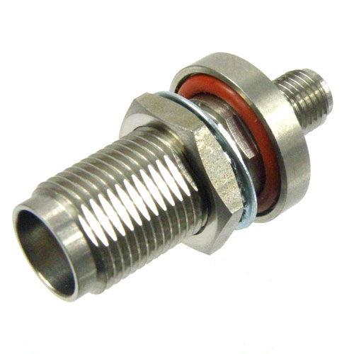 SMA Female (Jack) to TNC Female (Jack) Bulkhead Adapter, Passivated Stainless Steel Body, 1.3 VSWR SM4759