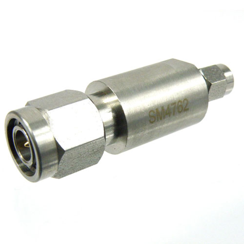 Precision SMA Male (Plug) to TNC Male (Plug) Adapter, Passivated Stainless Steel Body, 1.15 VSWR SM4762