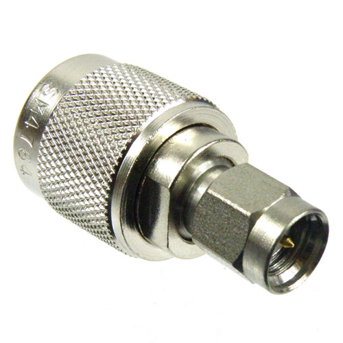 SMA Male (Plug) to TNC Male (Plug) Adapter, Passivated Stainless Steel Body, High Temp, 1.2 VSWR SM4764