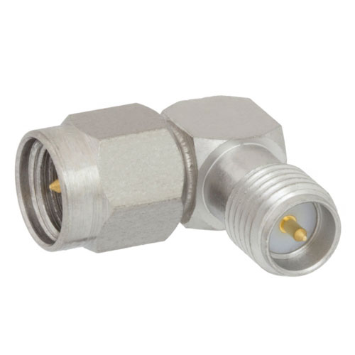RA SMA Male (Plug) to RP SMA Female (Jack) Adapter, Passivated Stainless Steel Body, High Temp, 1.25 VSWR SM4905