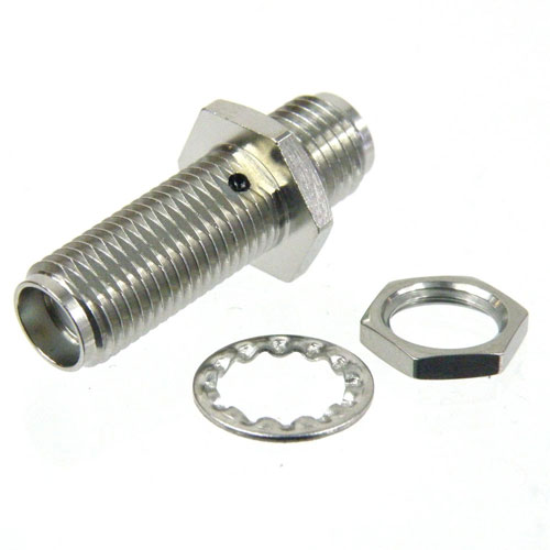 SMA Female (Jack) to SMA Female (Jack) Bulkhead Adapter, Passivated Stainless Steel Body, 1.15 VSWR SM4910